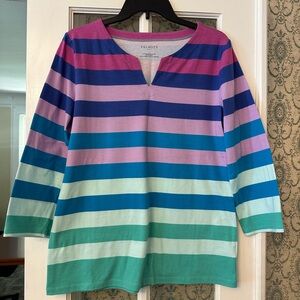Talbots striped 3/4 sleeve top EUC size L
